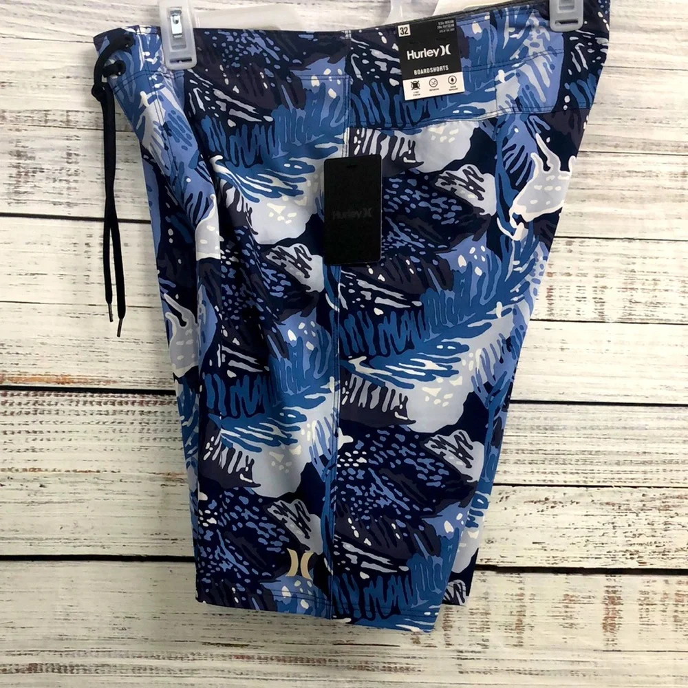 Hurley Men's Blue Patterned Board Shorts - Picture 1 of 15